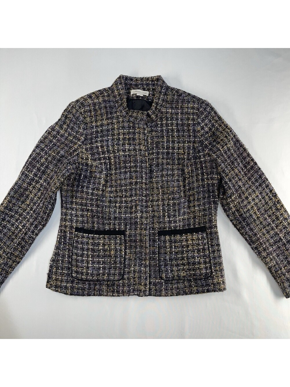 Coldwater Creek Jacket Purple Multi Tweed Blazer Womens Size 10 Lined Wool Blend